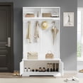 thumbnail image 4 of Taoruifang 72″ Coat Rack with 2 Doors & 4 Hooks – White Hall Tree Entryway Shoe Cabinet, Top Open Storage, 4 of 20