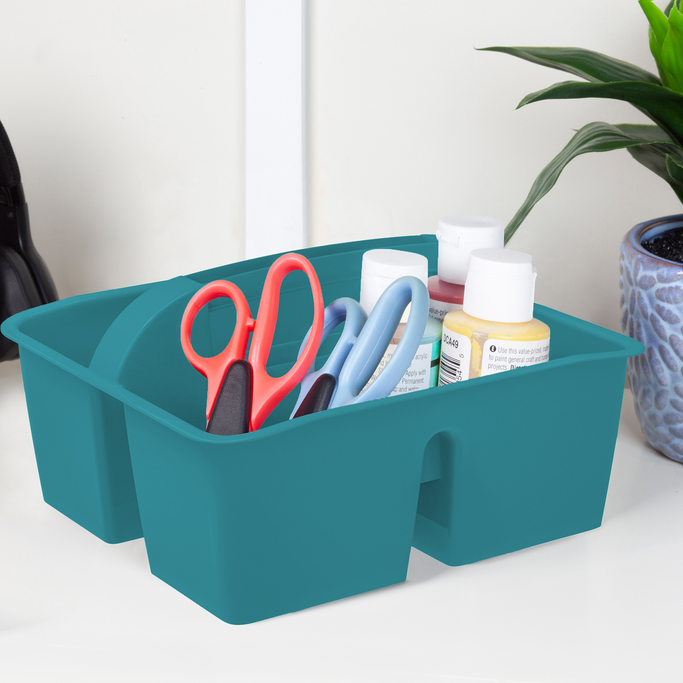 Organizador Pen+Gear turquesa con asa, 8.75 x 7.68 x 4.44 pulgadas para escuela, oficina y manualidades 6