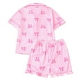 thumbnail image 2 of Tiijoy Big Girls Bow Pajamas Short Sleeve Top Shorts Comfy Sleepwear Pjs, Sizes 8-9, 2 of 8
