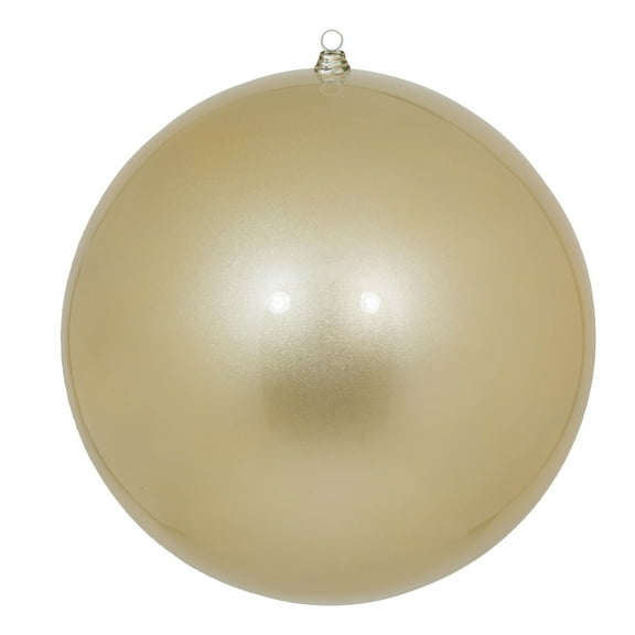 Vickerman 20" Giant Champagne Ornament. It measures 20 inches in diameter and is made with shatterproof plastic which is resistant to Breaking. UV Resistent Coating.