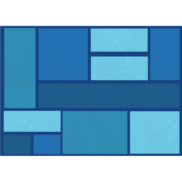 Ahgly Company Tapis Rectangulaire Lavable en Machine Intérieur Transitionnel Bleu, 4 Pieds x 6 Pieds