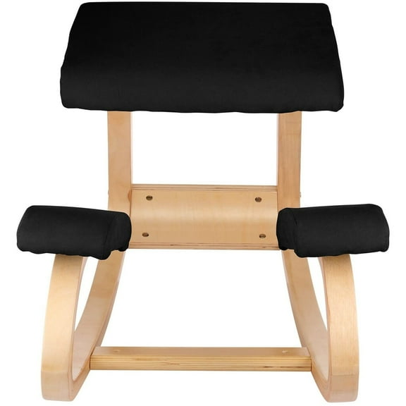 MarketLane 1 Pc of Ergonomic Kneeling Chair Office Home Stool Rocking Chair Knee Stool Body Shaping Oak Frame   Black Seat
