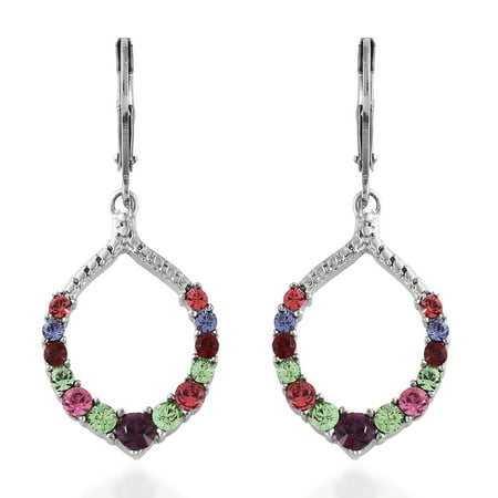 Multi Chain Necklace Earrings - Hypoallergenic Dangle Dorp Lever-Back Earrings Multi Color Made with SWAROVSKI Crystal for Women Jewelry Gift