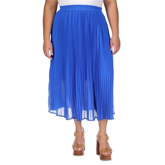 Michael Kors Jupe Midi Plissée à Enfiler pour Femme, Bleu, Grande Taille, 3X