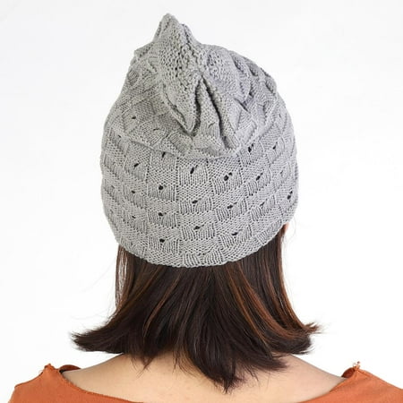 Small Star Face HERCHR Men and Women Fashion Hat, Men and Women Snow Cap, Winter Autumn Warm Knit Beanie Hats, Women's and Men Winter Hat, Small Five-Star Male and Female Hollow Double-Faced Knit Hat (Light Grey) ()