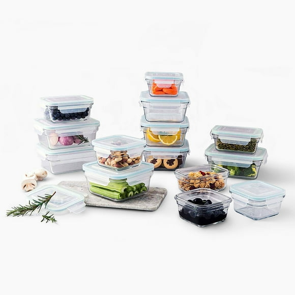 Glasslock Contenants de Conservation des Aliments en Verre, Allant au Four et au Micro-Ondes, Ensemble de 28 Pcs