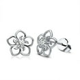 thumbnail image 2 of BNNG Minimalist Metal Ear Studs Sparkly Rhinestone Alloy Ear Studs Bauhinia Flower Earrings Fashion Temperament Ladies Earrings Cute Flower Earrings Bar Earrings Clean Lines Minimalist Design Studs, 2 of 7