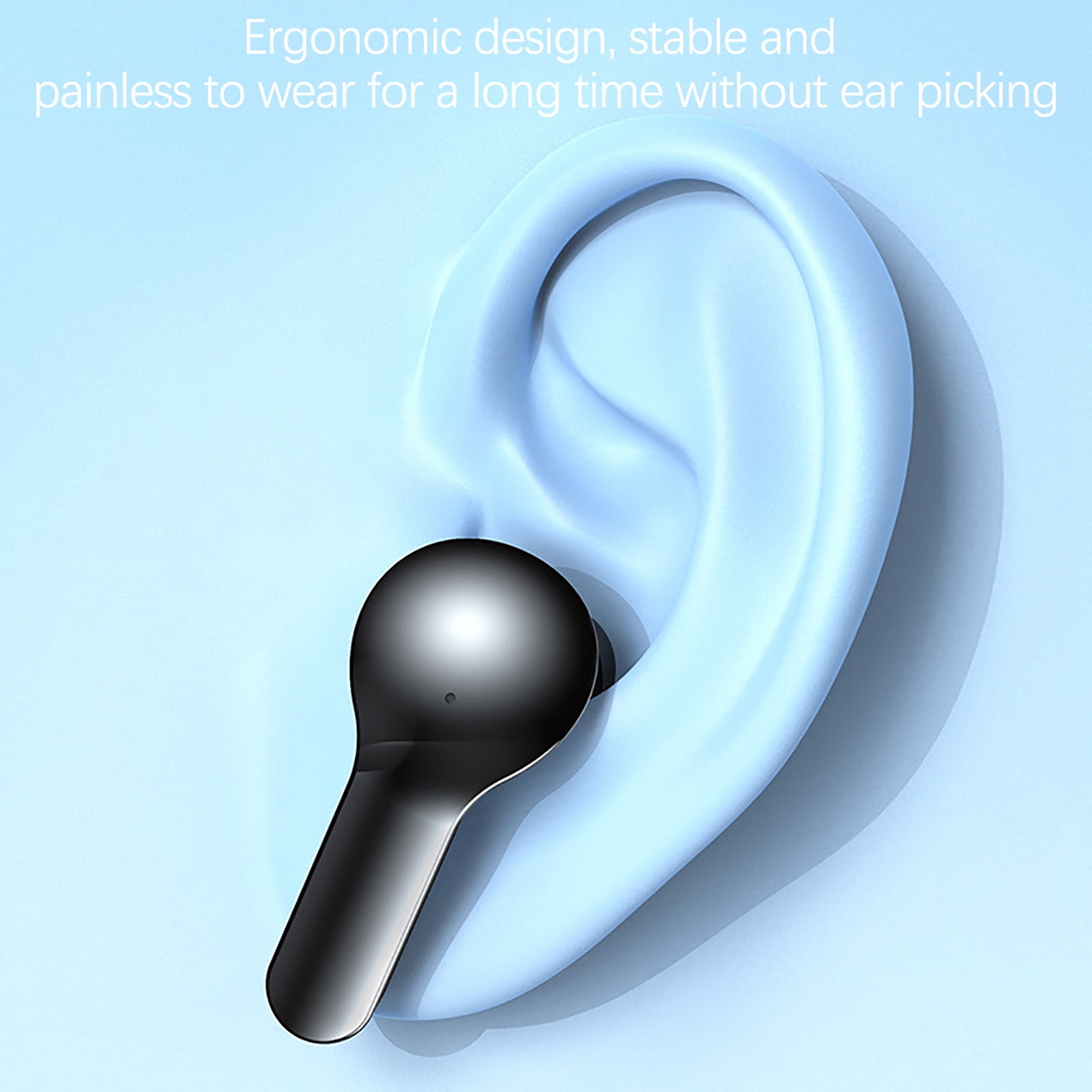 Bluetooth Headphones Wireless Earbuds 80hrs Playtime Wireless Charging Case Digital Display Sports Ear Buds with Earhook Deep Bass IPX7 Waterproof Over-Ear Earphones for TV Phone Laptop(Black)
