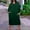 Green, variant on Plus Size Dress for Women Round-Neck Casual Sundresses Pocket Knee Long Sleeve with Pockets