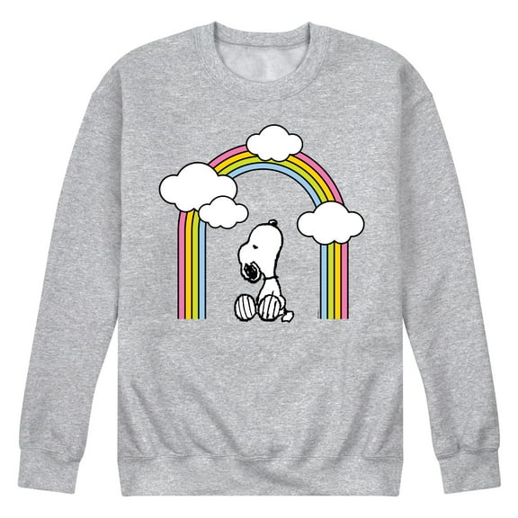 Peanuts - Snoopy Looking Up Rainbow - Men's Crew Neck Fleece Pullover