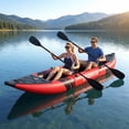 thumbnail image 2 of Goplus 	 Inflatable Kayak Set Portable 2-person Kayak with Aluminium Oars EVA Padded Seat Red, 2 of 10