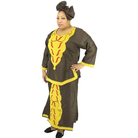 - African Planet Women's Ethnic 3 PC Skirt Set One Size History Month Clothing