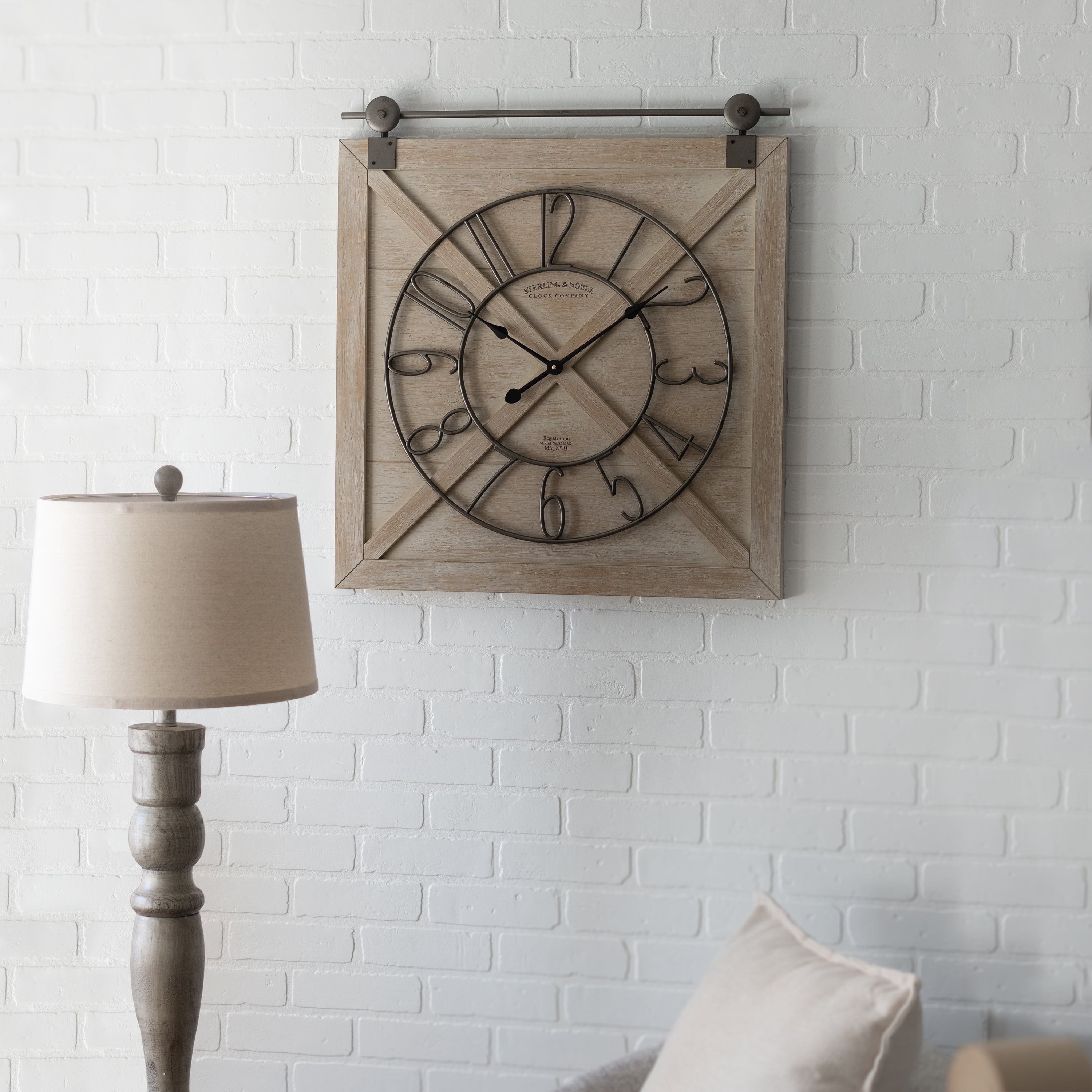 Sterling & Noble 28" Indoor Rustic White Farmhouse Analog Wall Clock with Quartz Movement