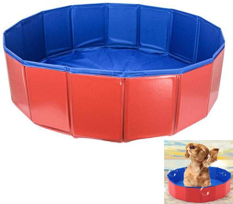 Fuloon Foldable Pet Swimming Pool - 63 Inch Portable PVC Bath Tub For Dogs & Kids