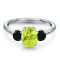 thumbnail image 3 of Gem Stone King 1.54 Ct Oval Yellow Lemon Quartz Black Onyx 925 Sterling Silver Ring, 3 of 6