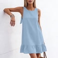 thumbnail image 4 of Afuyipoi Womens 100% Cotton Sleeveless Round Neck Backless Tie Dress, Loose Casual Solid Color Knee-Length Dress, Soft Breathable Summer Vacation Dress For Women Blue Size S, 4 of 8