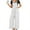 White, variant on Chouyatou Women's Summer Wide Leg Bib Linen Overalls Palazzo Pants Casual Linen Jumpsuits(Navy Blue,M)