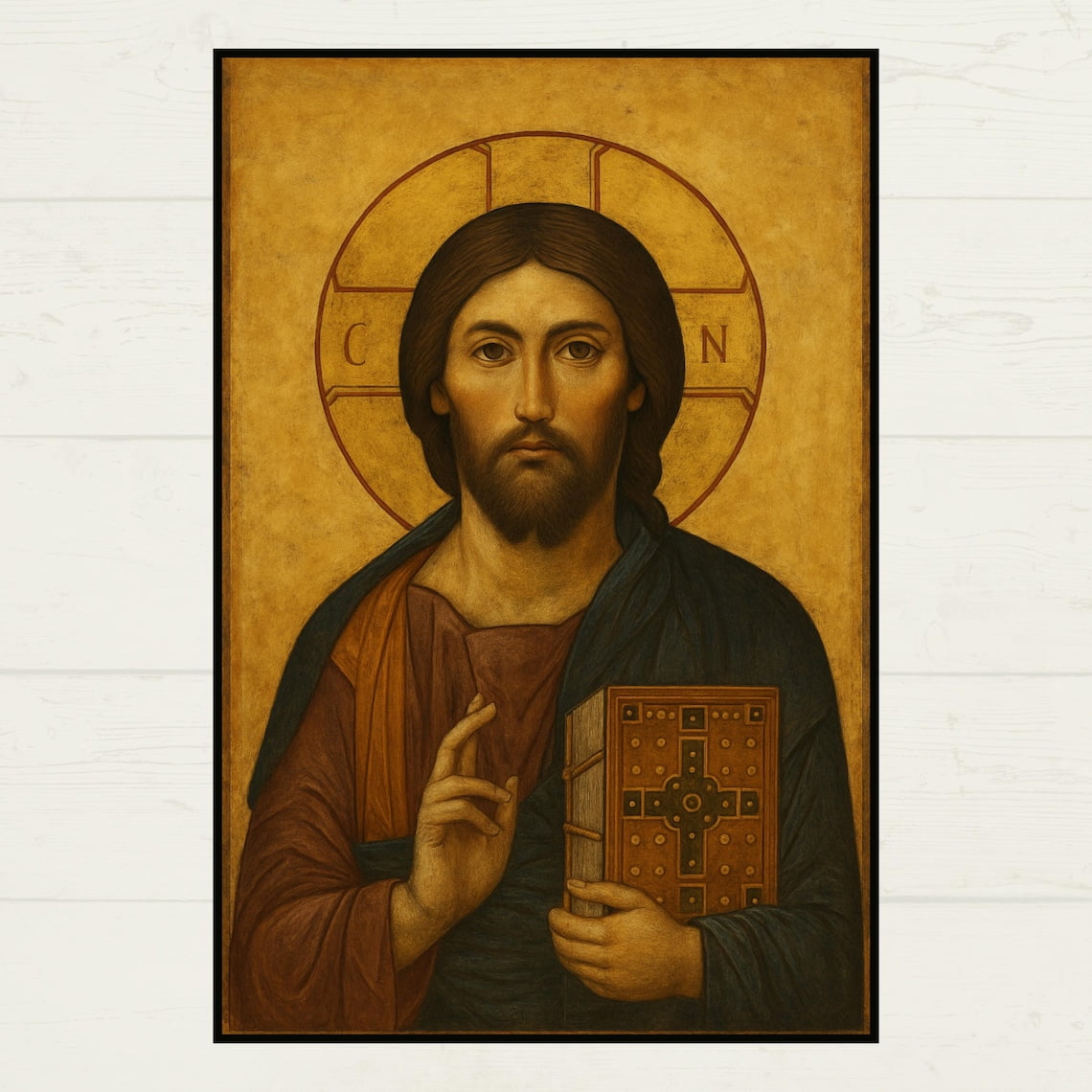 Jesus Christ Icon Wall Art Traditional Christian Art Religious Icon Print Sacred Jesus Portrait Church Decor
