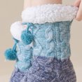 thumbnail image 7 of Fabrcox Unisex Fuzzy House Slipper Socks, Soft Plush Color Block, Non Skid Grips Fluffy Winter Indoor Crew Socks for Sleeping at Home (Blue), 7 of 7