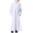 thumbnail image 2 of EnJoCho Boys Kids Thobe Musli𝗆 Robe Arab Kaftan Solid Color Long Sleeve Islami𝖼 Prayer Dress Ramadan Eid Outfit Pocket Middle Easter𝗇 Traditional, 2 of 9