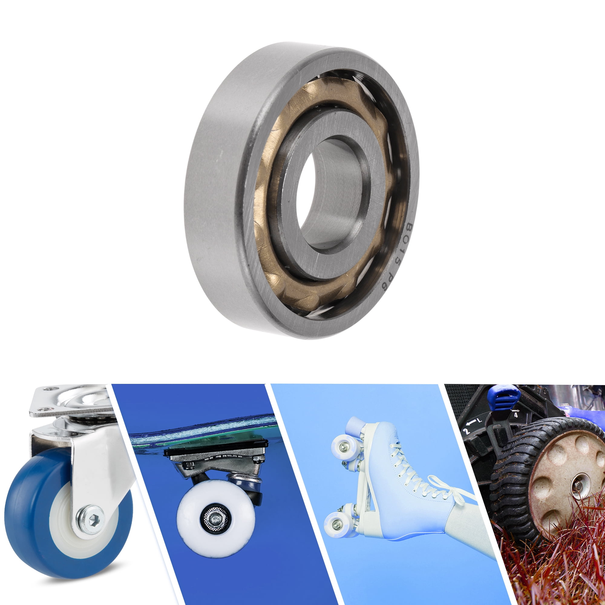 Unique Bargains BO15 Deep Groove Ball Bearings 15x40x10mm P6 Open Type Lubricated Bearings 1 Pc Car Scooter Skateboard Wheel Universal Silver Tone Gold Tone