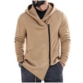 thumbnail image 2 of Casual Asymmetric Zip Jackets for Men Hooded Long Sleeve Slim Fit Going Out Jacket, 2 of 6