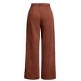 thumbnail image 4 of Pants Women Wide Leg High Waisted Trousers Retro Solid Color Straight Leg Blend Pants Casual, 4 of 5