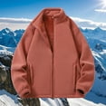 thumbnail image 4 of ZCFZJW Men's Fleece Zip-Up Jacket Workout Sherpa Lined Jackets Full Zip Mock Neck Long Sleeve Wool Warm Thick Outwear Coats with Pockets Orange XL, 4 of 4