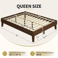thumbnail image 6 of Yaheetech Queen Size Solid Wood Platform Bed Frame with Slat Support, Dark Walnut, 6 of 8