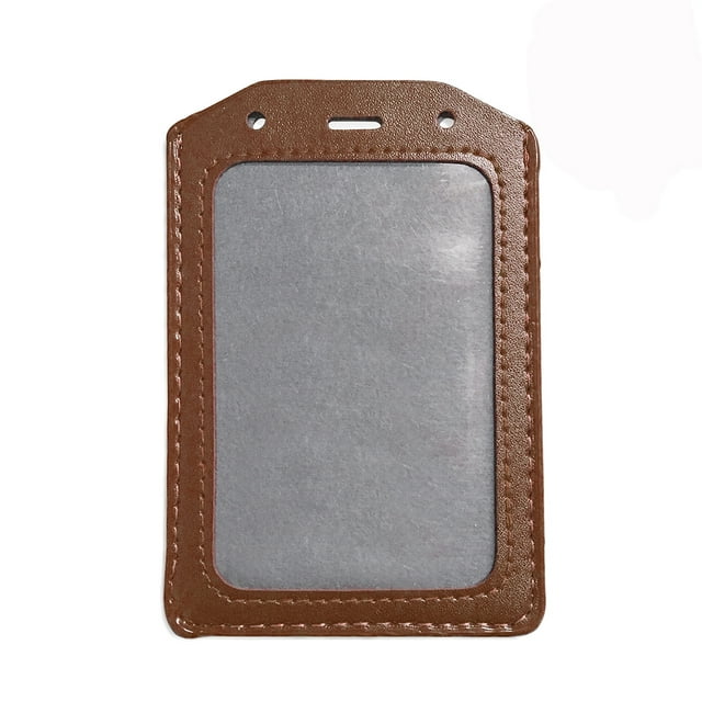 GOGO 10PCS 4X3 Faux Leather Vertical Large Ticket Badge Holder-Brown-10 Packs