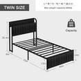 thumbnail image 3 of VECELO Twin Size Bed, Metal Frame Platform Bed Frame, PU Leather Upholstered Headboard with Storage Charging Station, No Box Spring Needed, Sturdy for Bedroom, Black, 3 of 13