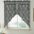 thumbnail image 2 of Blue Boho Swag Curtains for Kitchen/Bedroom/Living Room, Vintage Ethnic Tribe Abstract Art Floral Scalloped Curtains 63 Inch Long, Rod Pocket Window Swag Topper Curtains Valances 2 Panels Set 36"x63", 2 of 8