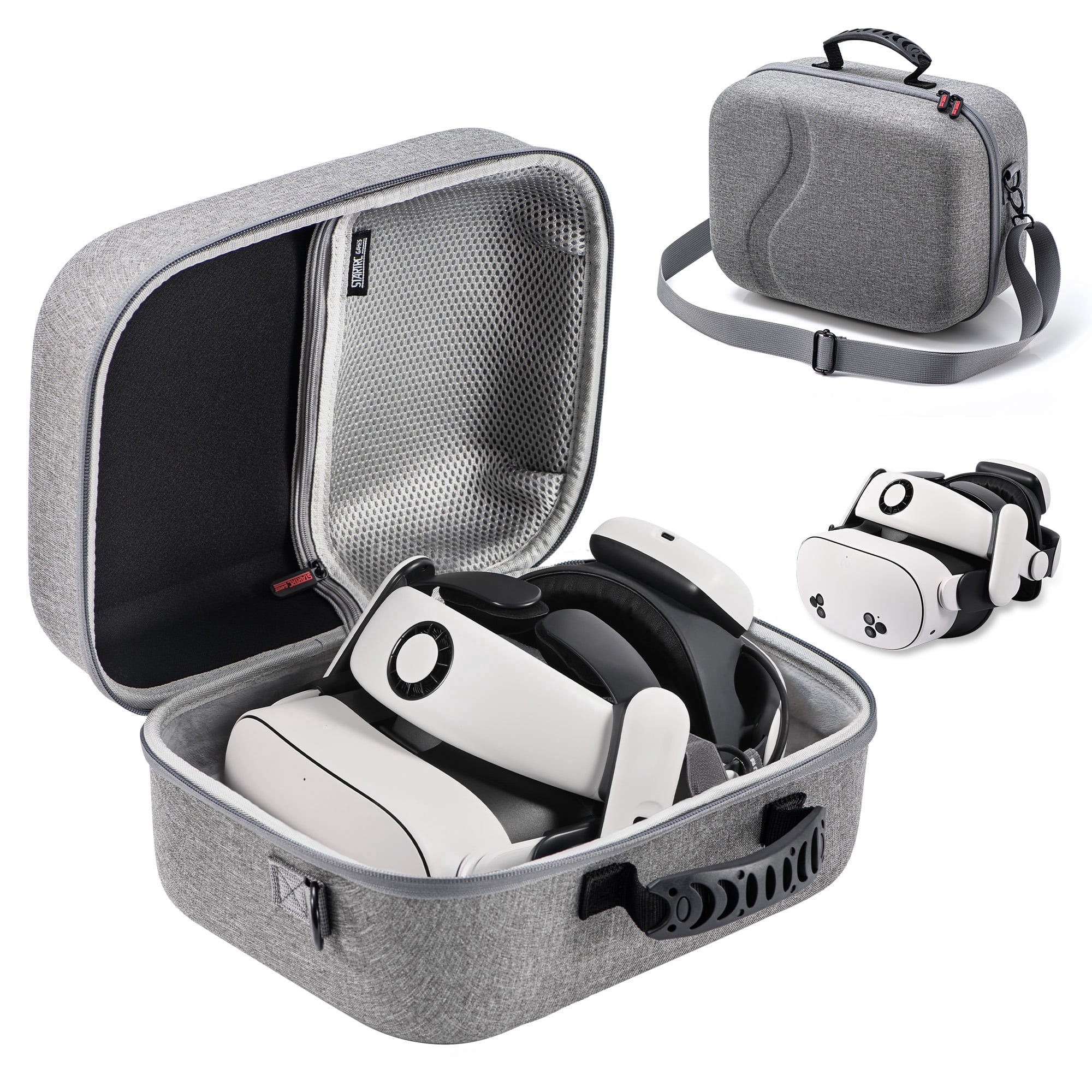 STARTRC GAMES Hard Carrying Case for Meta Quest 3 & Quest 3S Fits VR Headset Third-Party Head Straps Controllers & Accessories Travel Storage Case