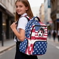 thumbnail image 6 of FKELYI Kids Backpack for Primary School Bookbag Lightweight Schoolbag with Multi-Pockets USA Flag Soccer Football Print Casual Daypack Spacious 17 Inch Backpacks for Girls, 6 of 7