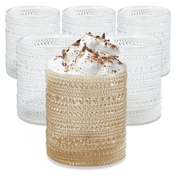 YfulYde Beaded Drinking Glasses Set of 6, 10 oz Vintage Glassware - Boho Cocktail Water Juice Glasses, Hostess or Housewarming Gift