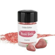 Edible Glitter Dust - 5 Grams Food Grade Shimmering Disco Glitter Vegan Metallic Food Coloring Sprinkle on Sparkle for Strawberries, Chocolates, Fondant Pops, Drinks Luster & More - Rose Gold