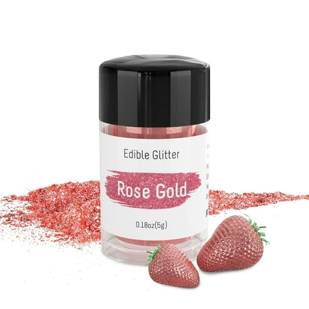 Edible Glitter Dust - 5 Grams Food Grade Shimmering Disco Glitter Vegan Metallic Food Coloring Sprinkle on Sparkle for Strawberries, Chocolates, Fondant Pops, Drinks Luster & More - Rose Gold