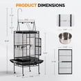 thumbnail image 5 of VINGLI Bird Cage, 83 Inch Wrought Iron Bird Cage with Play Top, Rolling Parakeet Cage for Cockatiels Lovebird Finches Canaries, 5 of 8