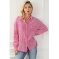 thumbnail image 4 of Chemise à Poches Poitrine Texturée Froissée Rose Délavée Minérale pour Femme, 4 of 5