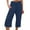 Navy #071, variant on Mohiass Womens Capris for Summer High Waisted Women's Capris Wide Leg Cotton Linen Smocked Capris for Women Plus Size Clearance with Pockets Black M