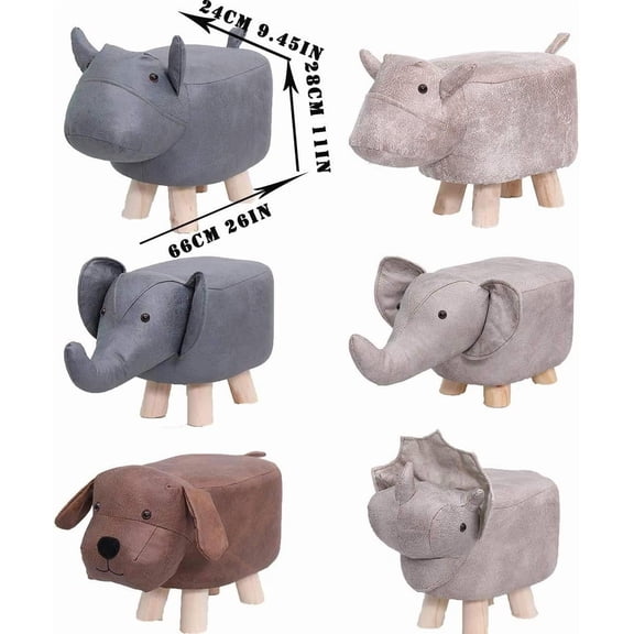 Cute Animal Footstool with Storage - Soft Velvet Ottoman for Kids & Adults, Non-Slip Feet, Yellow Dog Design