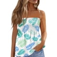 thumbnail image 1 of OIOLOYJM Womens Tube Top Spring Bandeau Strapless Hawaiian Print Peplum Top Backless Vacation Ruffle Going Out Shirts Mint Green 2XL, 1 of 4