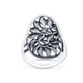 thumbnail image 2 of Leaves Circle Charm Tree of Life Statement Oxidized Ring Band 925 Sterling Silver Size 10, 2 of 5