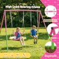 thumbnail image 3 of Leumius 2 in 1 Swing Set for Kids,Outdoor Heavy Duty Metal Swing Stand,Contain 1 Saucer 32" and 1 Belt Seat 26.2" for Playground, Backyard,Pink, 3 of 7