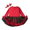 thumbnail image 4 of Otqutp New Born Baby Girl Christmas Outfit My First Christmas Dress Girls Long Sleeve Bowknot Tulle Tutu Skirt Santa Clothes, 4 of 6