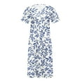 thumbnail image 4 of DailyTrove Women's Floral Print V-Neck Maxi Dress, Short Sleeve, Casual Garden & Resort Wear, Lightweight Cotton Blend, Ruffled Hem, 4 of 6