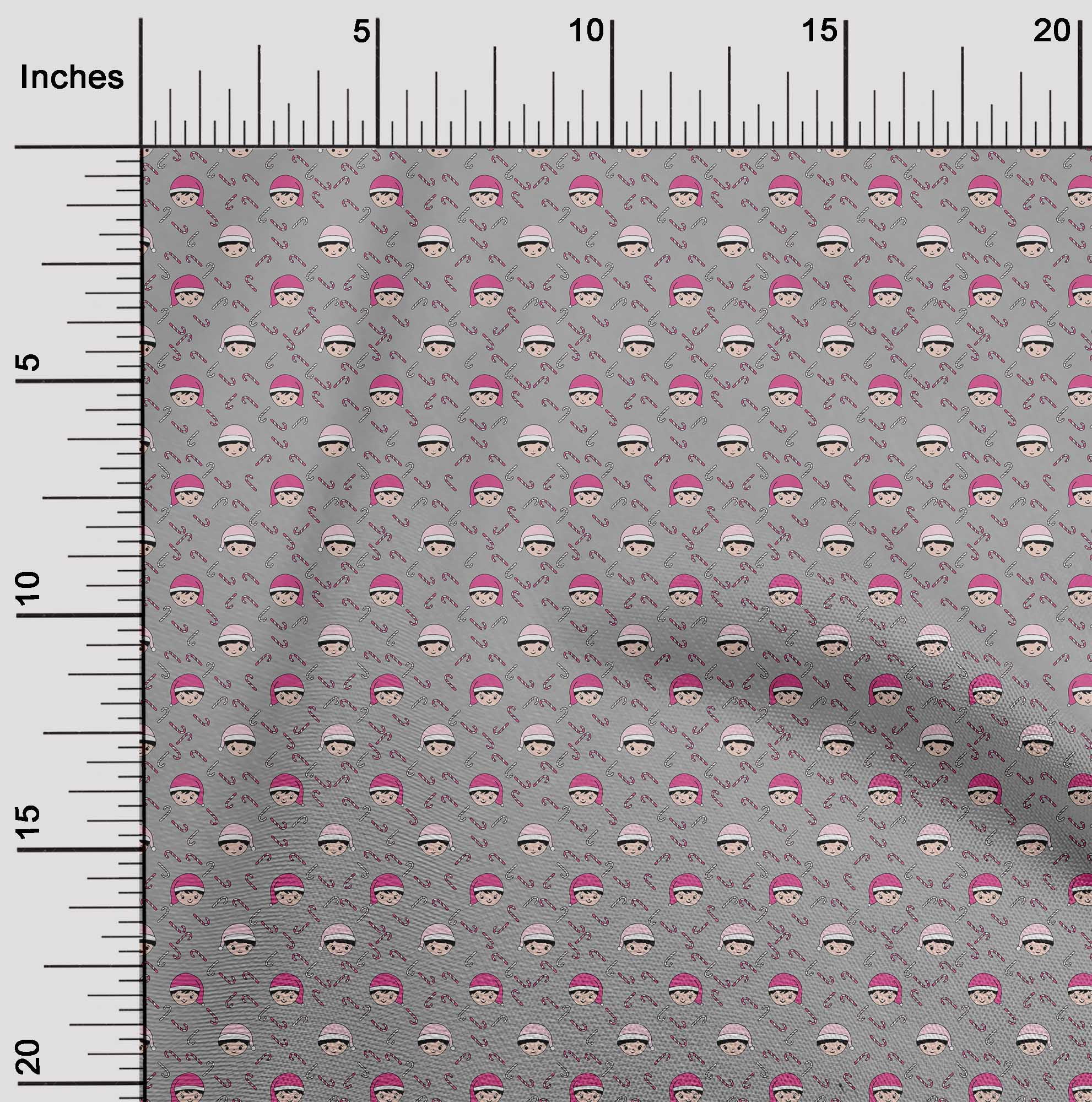 oneOone Polyester Spandex Gray Fabric Christmas Sewing Material Print Fabric By The Yard 56 Inch Wide