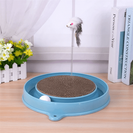 1 PCS Coastal Pet Turbo Scratcher Cat Toy - Cardboard Cat Scratcher Pad with Cat Toy Ball Track and Catnip (Blue)