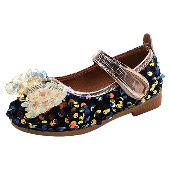 Huowey Kids Girls Sandals Shoes Fashion Simple Flash Decoration Flat Bottom Round Toe Hook Loop Comfortable Princess Shoes Relaxed Fit Footwear, 2.5-3 Years
