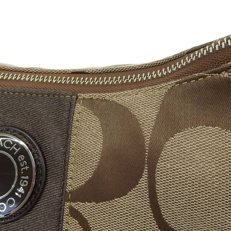 Pre Owned Coach COACH Signature Bag Handbag Shoulder Canvas Leather Brown F19281 Stripe Good Walmart